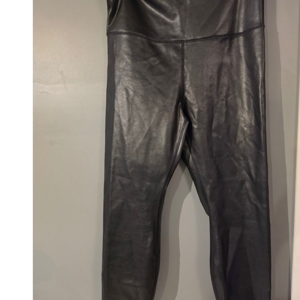 90 Degree by Reflex Disco Fever Liquid Ankle Tight Black Faux Leather Leggings L